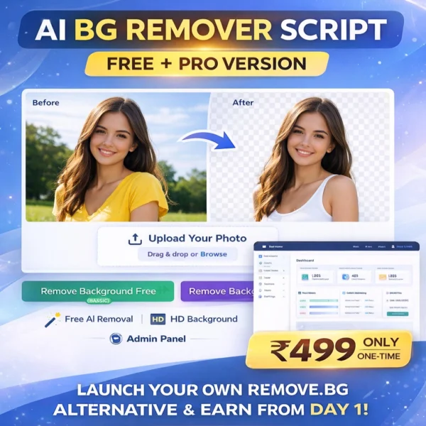AI Background Remover SaaS Script (Free + Pro API) | Remove.bg Clone | AdSense Ready | PHP Full System